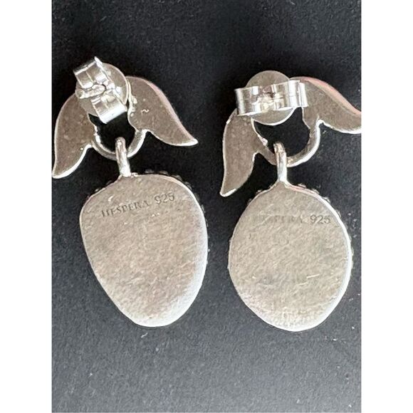 New Hespera 925 Sterling Silver & Kingman Turquoise Oval Dangle Drop Earrings - Picture 6 of 8